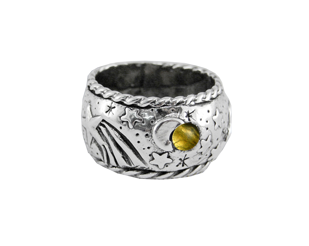 Sterling Silver Memories of a Starry Night Ring With Citrine Size 12